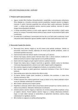 OPĆI UVJETI POSLOVANJA ZA KINA &ndash; KUĆNI RED