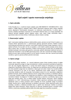 Opci uvjeti rezervacija