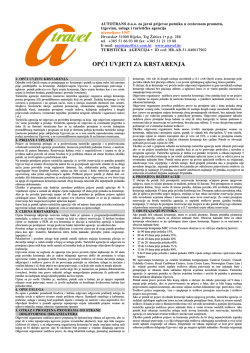 OPĆI UVJETI ZA KRSTARENJA