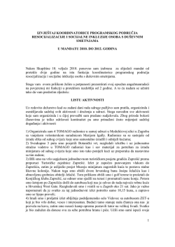 Izvje&scaron;taj koordinatorice Zrinke Perčin