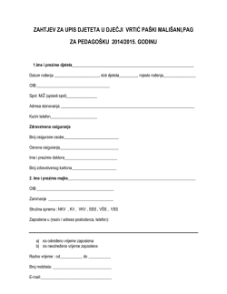 Zahtjev za upis djece u vrtić