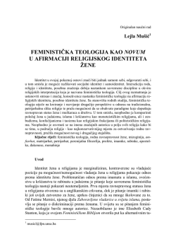 feministiĉka teologija kao novum u afirmaciji religijskog