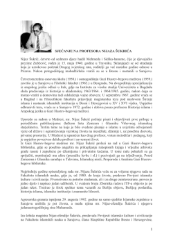 SJEĆANJE NA PROFESORA NIJAZA ŠUKRIĆA Nijaz Šukrić, četvrto