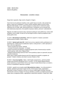Izvje&scaron;taj predsjednika Udruge za skup&scaron;tinu