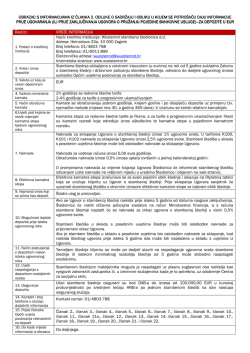 Obrazac s informacijama za potro&scaron;ača EUR