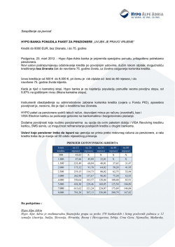 Krediti za penzionere, saopštenje