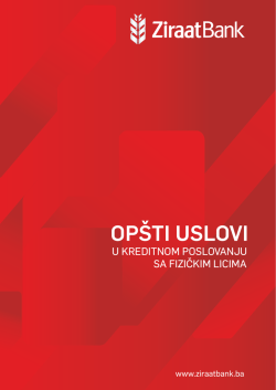 Op&scaron;ti uslovi u kreditnom poslovanju sa fizičkim licima