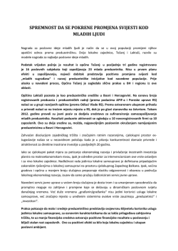 spremnost da se pokrene promjena svijesti kod mladih ljudi