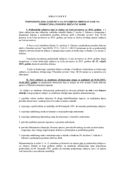 O B A V I J E S T PODNOSITELJIMA ZAHTJEVA ZA STAMBENO