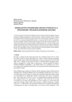 animalistički frazemi biblijskoga podrijetla u hrvatskome i drugim