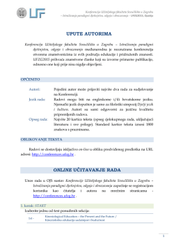 UPUTE AUTORIMA ONLINE UČITAVANJE RADA