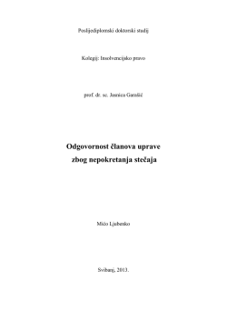 Odgovornost članova uprave zbog nepokretanja stečaja