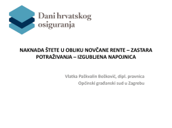 naknada &scaron;tete u obliku novčane rente &ndash; zastara potraživanja