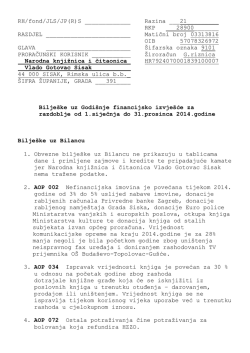 Bilje&scaron;ke uz godi&scaron;nji financijski izvje&scaron;taj za 2014.