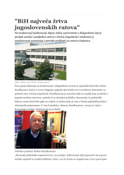 "BiH najveća žrtva jugoslovenskih ratova"