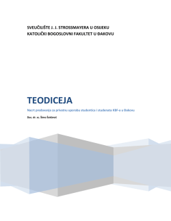 TEODICEJA - Katolički bogoslovni fakultet u Đakovu