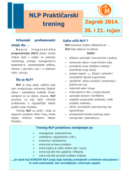 NOVO: NLP praktičarski trening Zagreb 2014