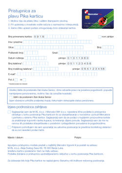 Pristupnica za plavu Pika karticu