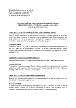 Pregled tumačenja Kolektivnog ugovora sa 1. i 2. sjednice