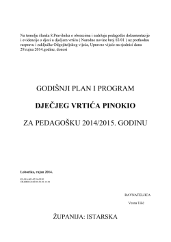 Godišnji plan i program rada 2014/2015