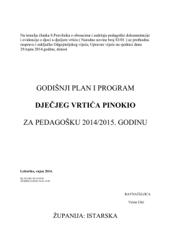 Godi&scaron;nji plan i program rada 2014/2015