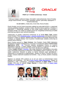 POZIV na 17. HrOUG konferenciju &ndash; Oracle Po&scaron;tovane kolegice i