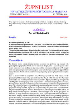 23. prosinca - December 23rd - Hrvatska katolička župa Srca