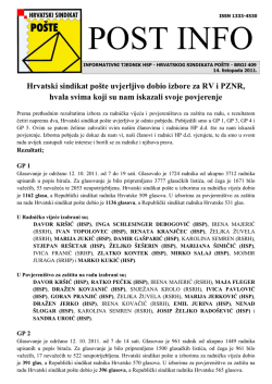 Hrvatski sindikat po&scaron;te uvjerljivo dobio izbore za RV i PZNR, hvala