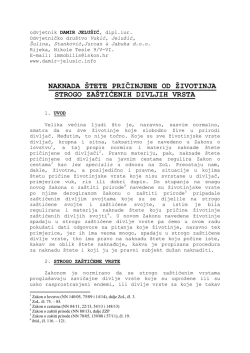 naknada štete pričinjene od životinja strogo zaštićenih divljih vrsta