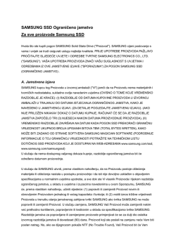 SAMSUNG SSD Ograničeno jamstvo Za sve proizvode Samsung SSD