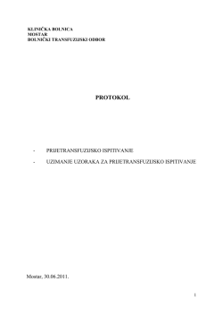 PROTOKOL - Sveučili&scaron;na klinička bolnica Mostar