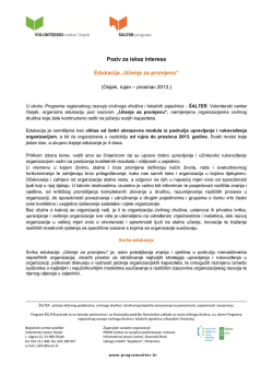 Poziv za iskaz interesa Edukacija &bdquo;Učenje za