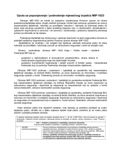 Uputa za popunjavanje i podno&scaron;enje mjesečnog izvje&scaron;ća