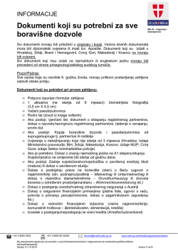 Dokumenti koji su potrebni za sve boravi&scaron;ne dozvole