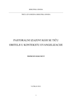 pastoralni izazovi koji se tiču obitelji u kontekstu evangelizacije