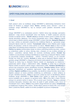 Op&scaron;ti poslovni uslovi - UNION BANKA dd SARAJEVO