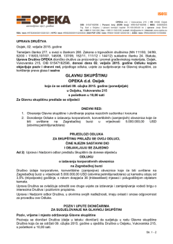 Poziv na Gl. Skup&scaron;tinu