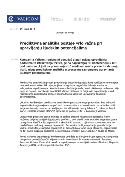 Prediktivna analitika postaje vrlo važna pri upravljanju