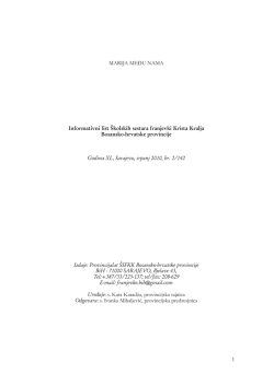 MARIJA MEĐU NAMA Informativni list &Scaron;kolskih sestara franjevki