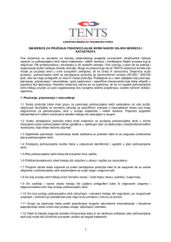 SMJERNICE ZA PRUŽANJE PSIHOSOCIJALNE SKRBI NAKON