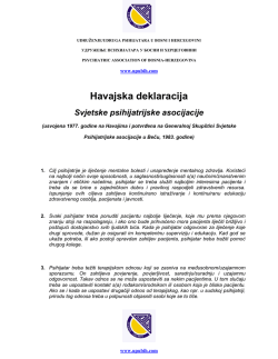 Havajska deklaracija - Udruženje/Udruga psihijatara u Bosni i