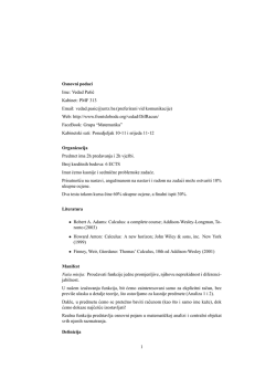 Osnovni podaci Ime: Vedad Pa&scaron;ic Kabinet: PMF 313 Email: vedad