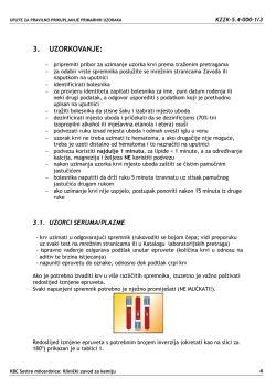 3. Prikupljanje uzoraka krvi, mokraće, punktata