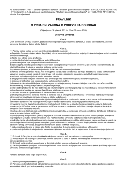 pravilnik o primjeni zakona o porezu na dohodak