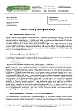 Ponuda sadnog materijala i usluga sadnje