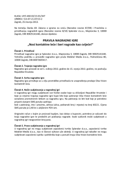 PRAVILA NAGRADNE IGRE &bdquo;Nosi kontaktne leće i beri nagrade kao