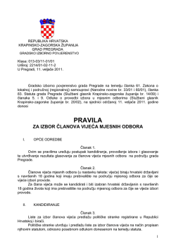 PRAVILA za izbor članova vijeća Mjesnih odbora