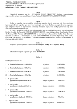 PRAVILA NAGRADNE IGRE "KVARNER PUNAT TRGOVINE