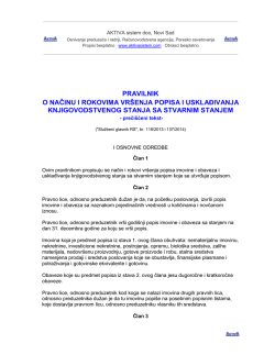 PRAVILNIK O NAČINU I ROKOVIMA VR&Scaron;ENJA