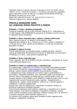 PRAVILA NAGRADNE IGRE: UZ LJUBAVNI MIRIS POLETITE U